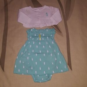 Carter's 2 piece body suit dress with cardigan